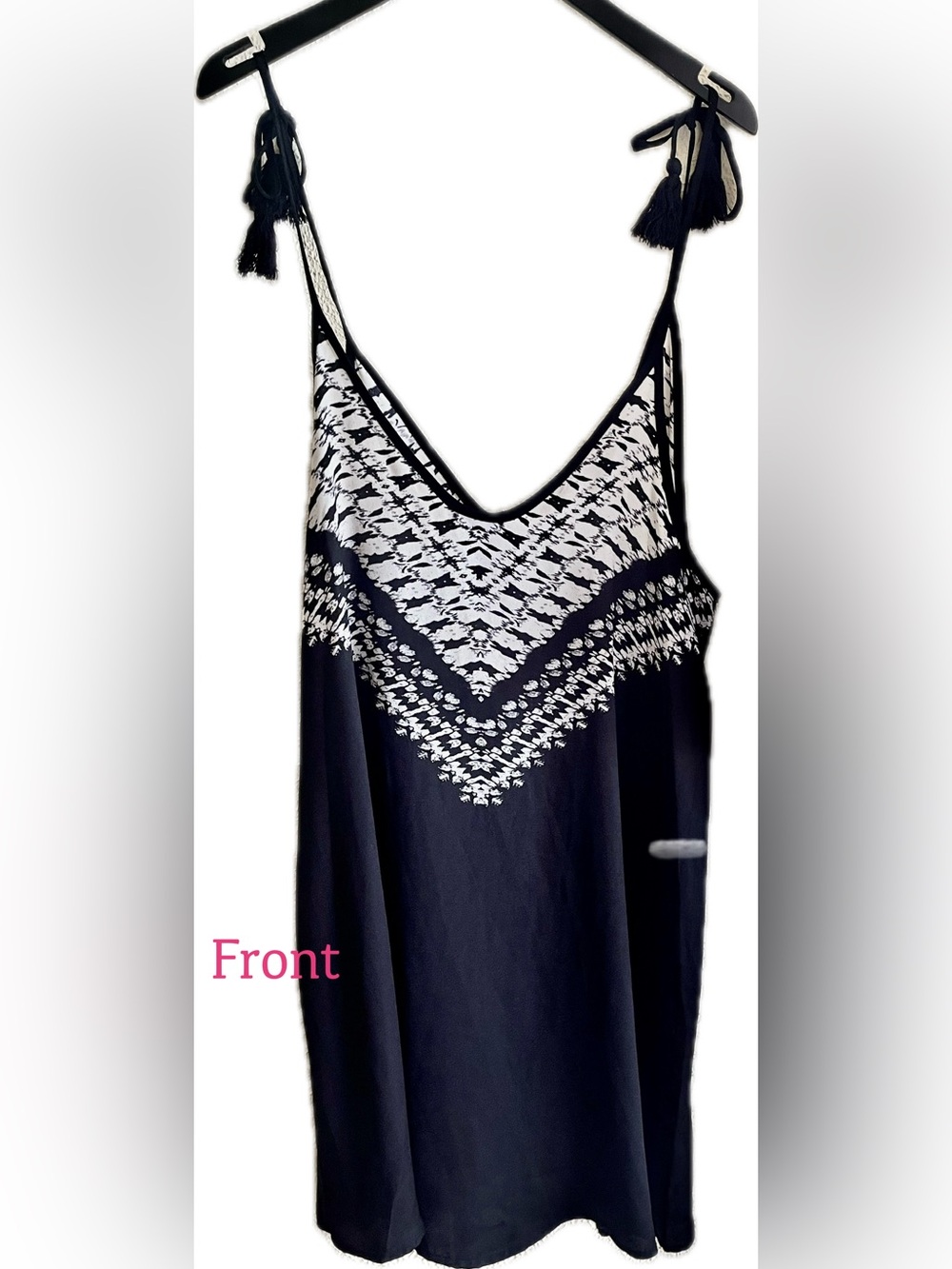 Black & White Swimsuit Cover Up Tassel Tie XL